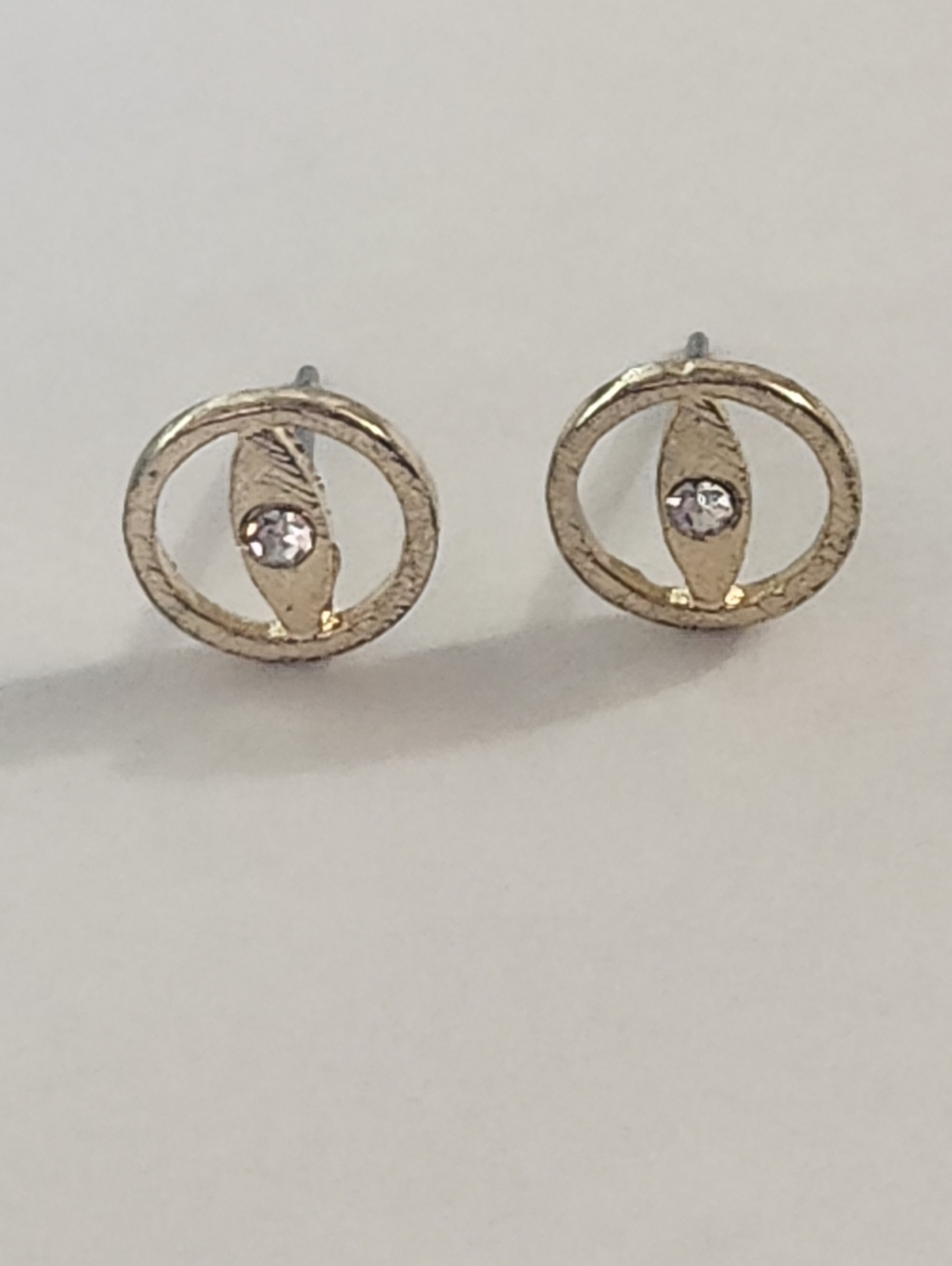 Vintage Gold-Tone Cubic Zircomia Circle Stud Earrings Women Jewelry